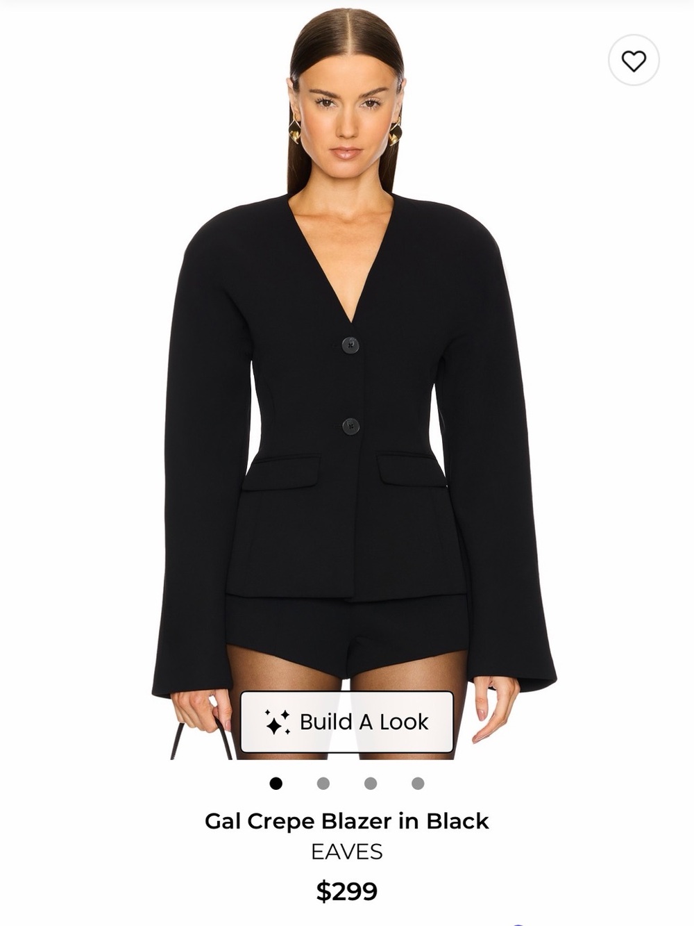 EAVES V-Neck Crepe Blazer in Black